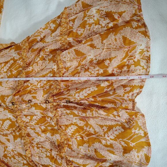 Anthropologie Mia Floral Tiered Tunic Semi-Sheer Boho Top S Cottagecore Peasant - Picture 9 of 12